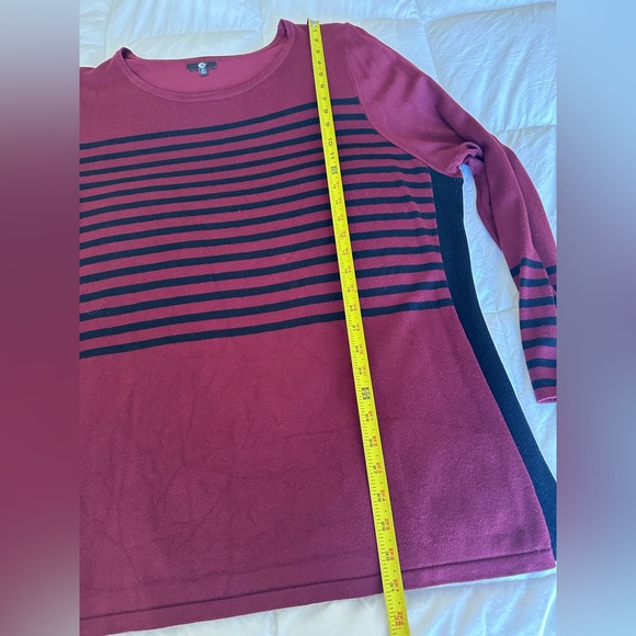 Women’s plus size 3X Long Sleeve sweater- Deep red and Black Stripes. - Picture 6 of 11